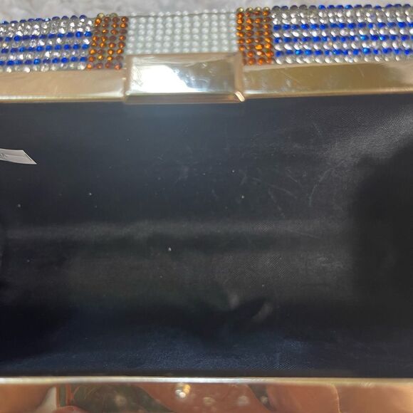 Rhinestones , Royal blue ,black and rose gold Dollar Frame clutch. - Picture 9 of 9